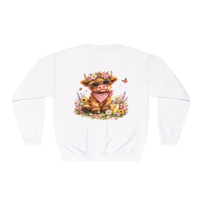 Highland Cow | Floral | Sweatshirt | Cute | Cow w/ Flower Crown |