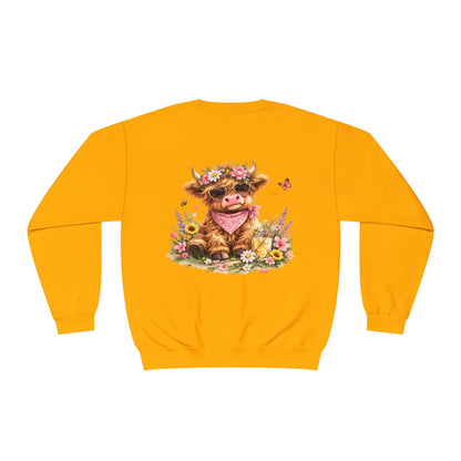 Highland Cow | Floral | Sweatshirt | Cute | Cow w/ Flower Crown |