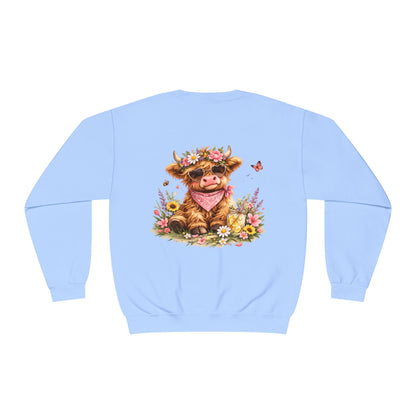 Highland Cow | Floral | Sweatshirt | Cute | Cow w/ Flower Crown |