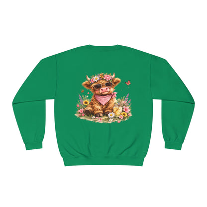 Highland Cow | Floral | Sweatshirt | Cute | Cow w/ Flower Crown |