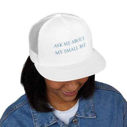 Embroidered | 'Ask Me About My Small Biz' | Mesh | Hat |