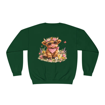 Highland Cow | Floral | Sweatshirt | Cute | Cow w/ Flower Crown |