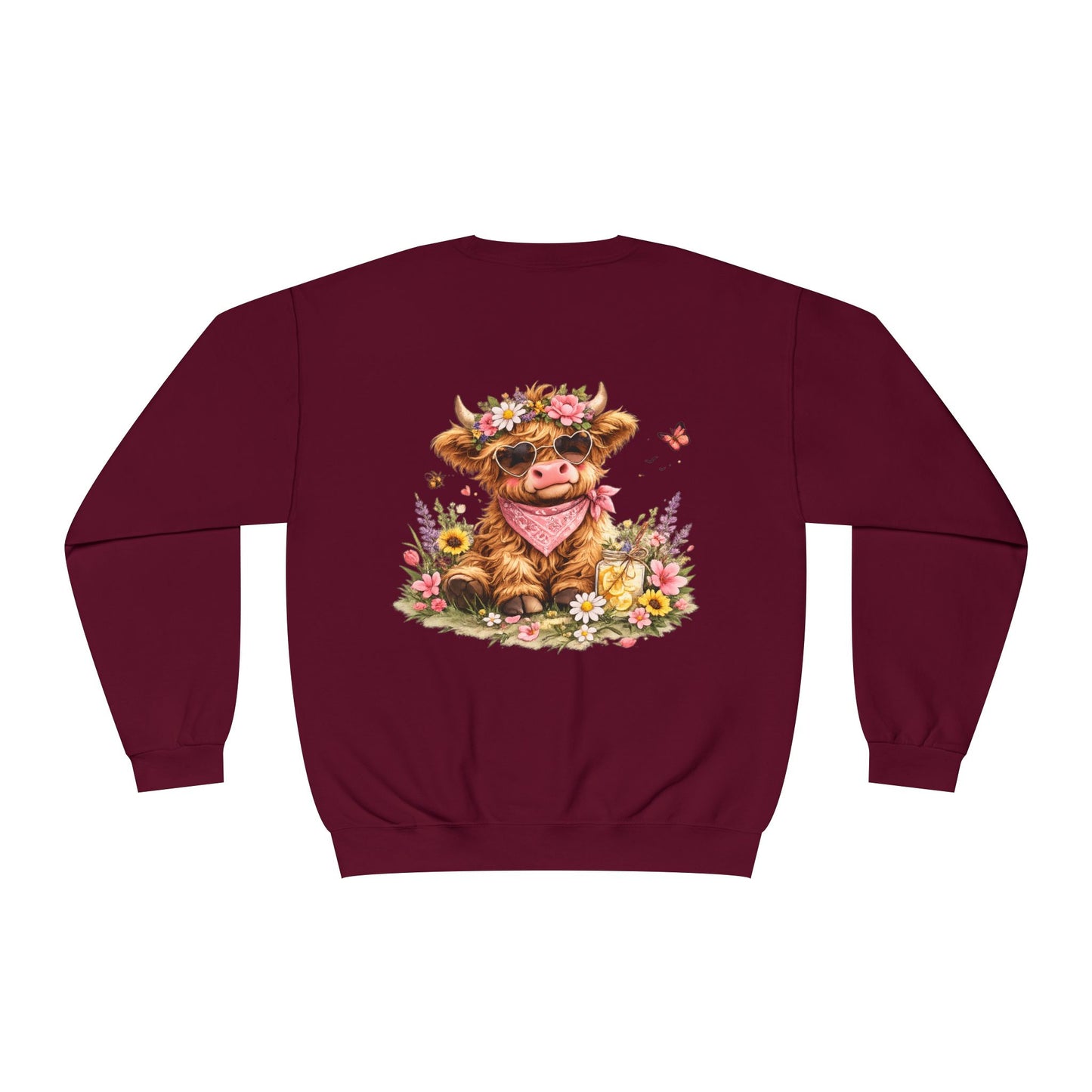 Highland Cow | Floral | Sweatshirt | Cute | Cow w/ Flower Crown |