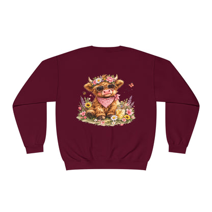 Highland Cow | Floral | Sweatshirt | Cute | Cow w/ Flower Crown |